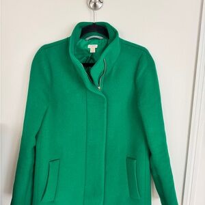J.Crew Green Wool Blend Coat Women’s Size 10 Zip Front